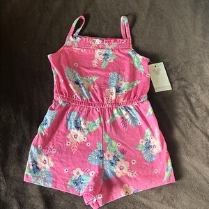 Disney LILO and Stitch Pink and Green Floral Romper
